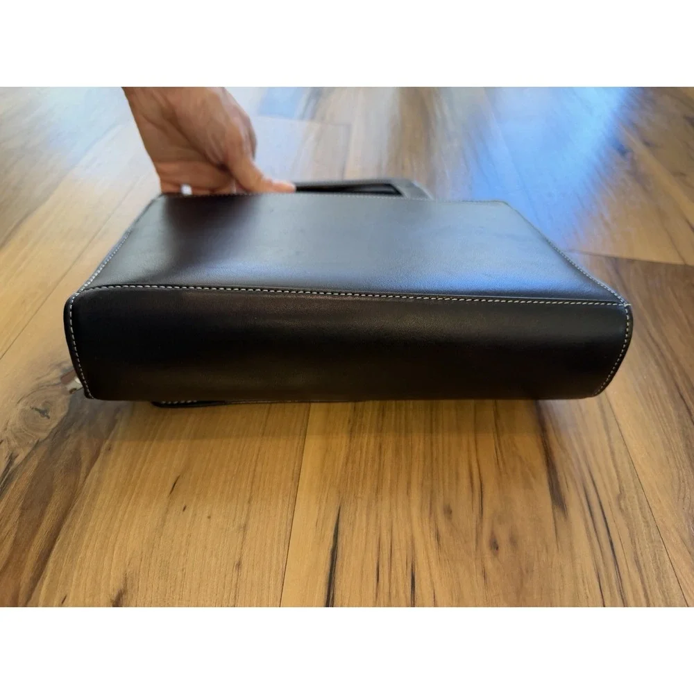 Franklin Covey Full Grain Leather Zip Planner Binder Organizer Black